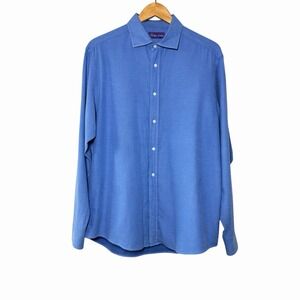 Ralph Lauren Purple Label Mens Blue Button Down Shirt Size L Italy Old Money